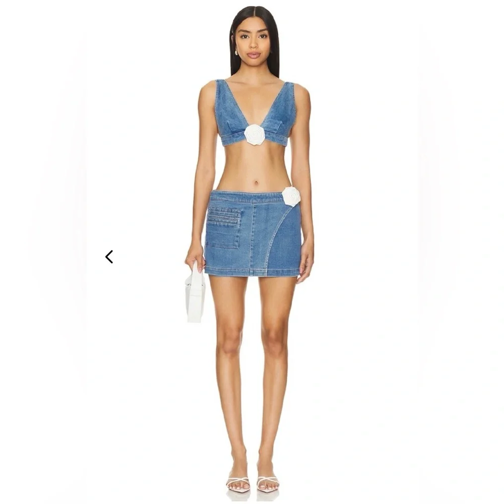 NWOT | Lovers + Friends | Blue Denim Women's Skirt & Top Set